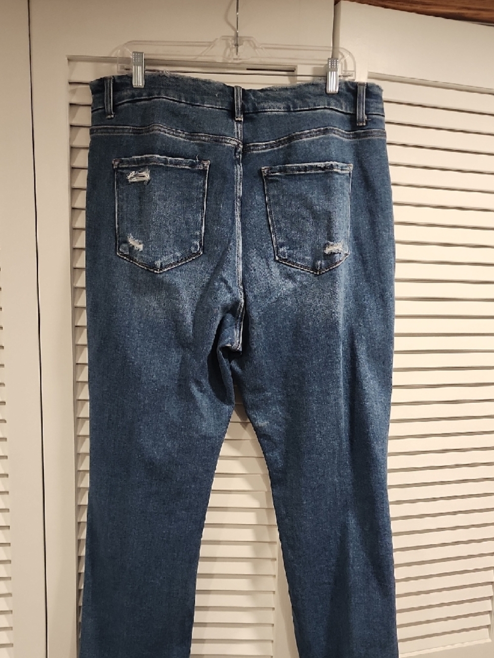 Flying Monkey Women's Straight Leg Distressed Blue Jeans - Picture 5 of 7